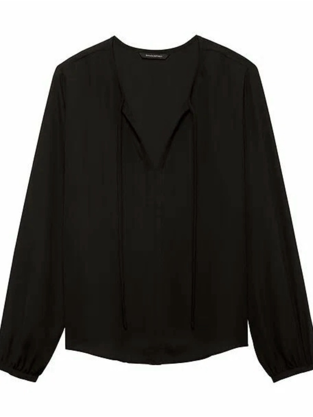 NWT Banana Republic V-Neck Blouse with Tie Neck Black M
